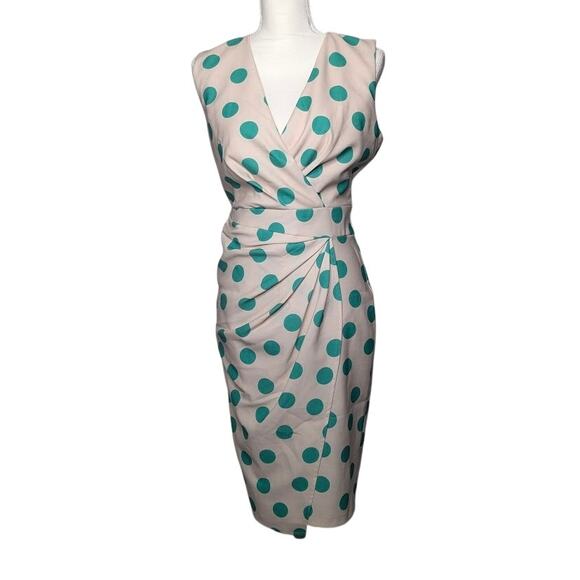 SERPIL Bodycon green Polka dot dress size 38 US small twee Y2KVintage girlboss - Picture 1 of 6